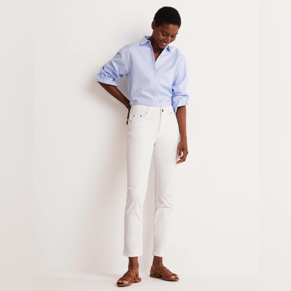 Boden White Slim Straight Jeans